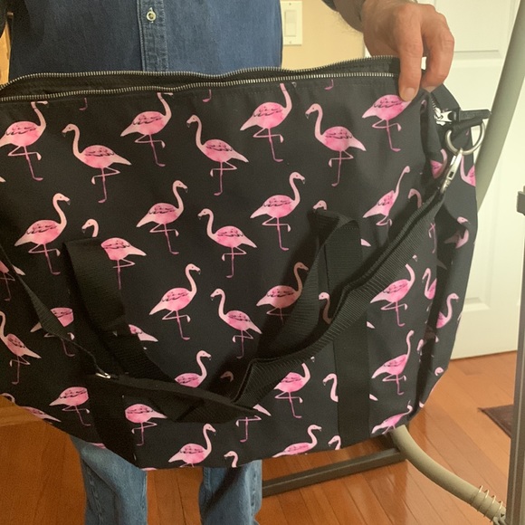 Canvas Flamingo tote beach bag. Black and hot pink. Society6. NWOT - Picture 2 of 11